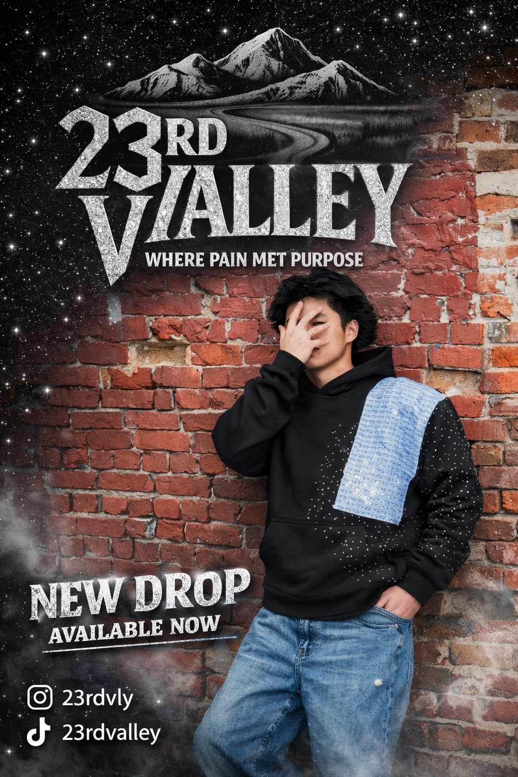 23rd Valley Rhinestone Hoodie - Black