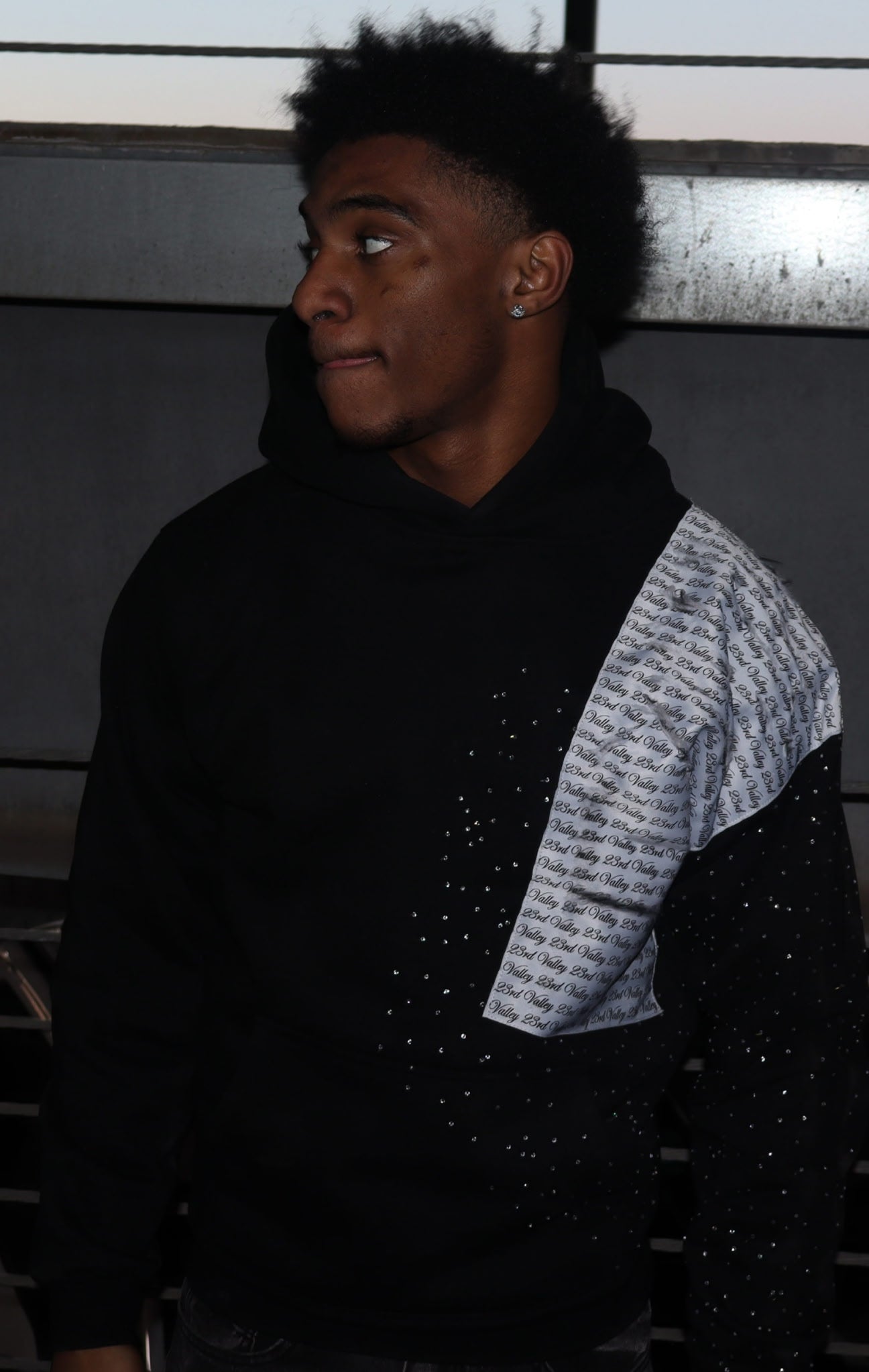 23rd Valley Rhinestone Hoodie - Black